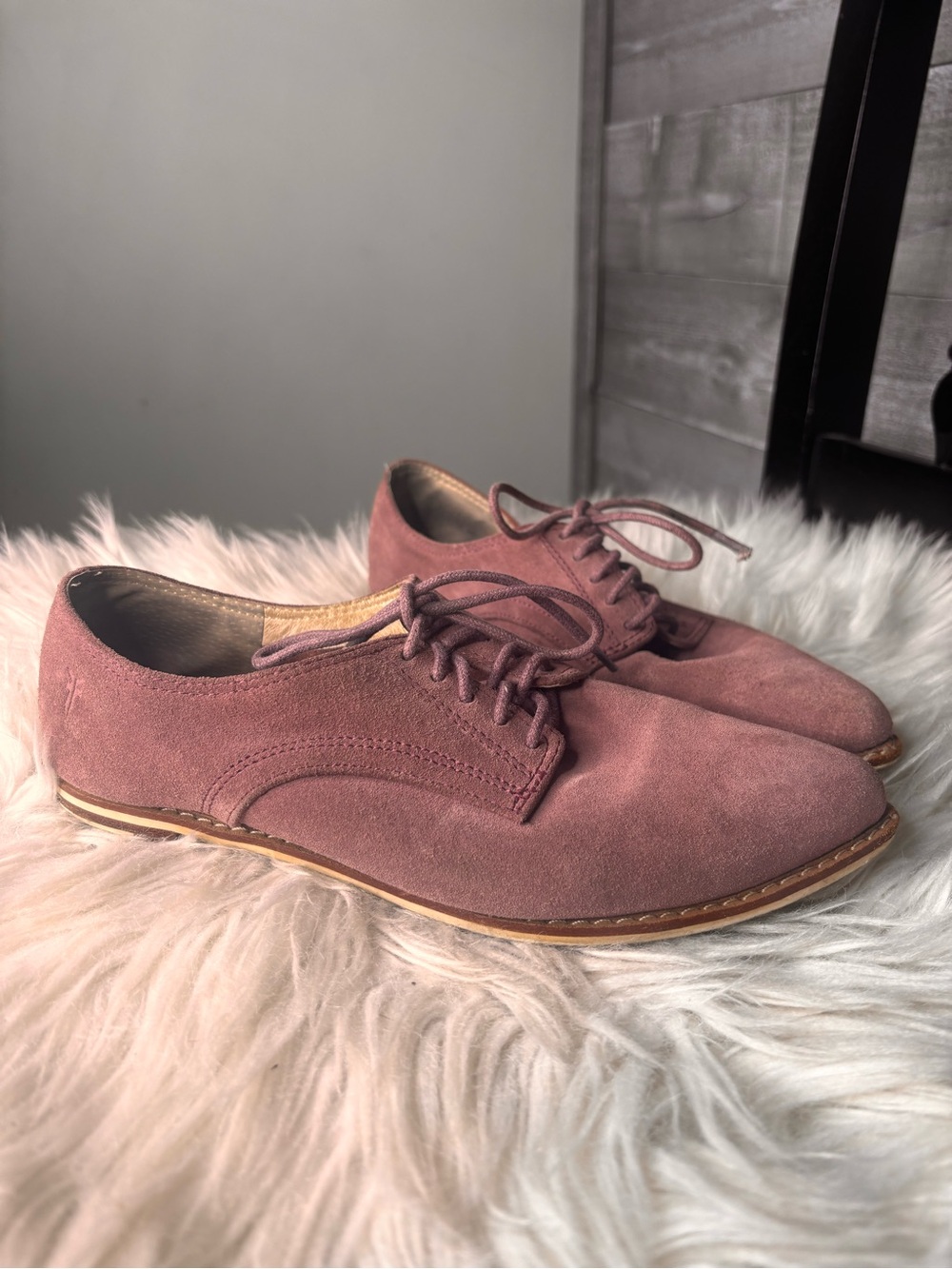 Frye Della Oxford Mauve Pink Suede Lace-Up Oxfords 7.5